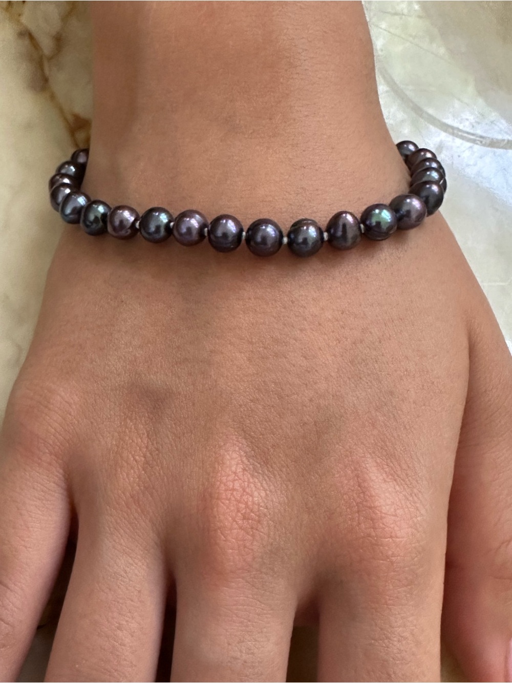 Elegant 925 sterling Silver Real Pearl Beaded Bracelet
